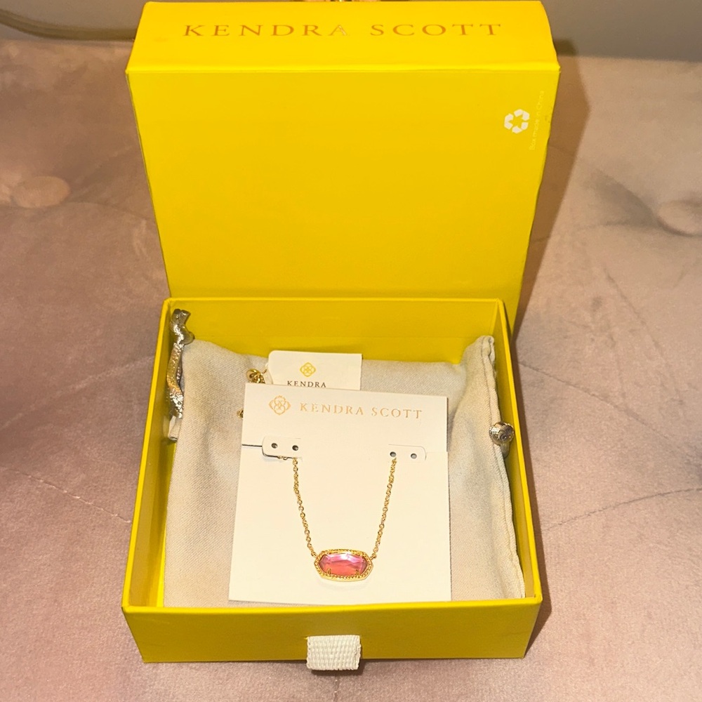 Kendra Scott Gold Necklace with Vibrant Pink Pendant